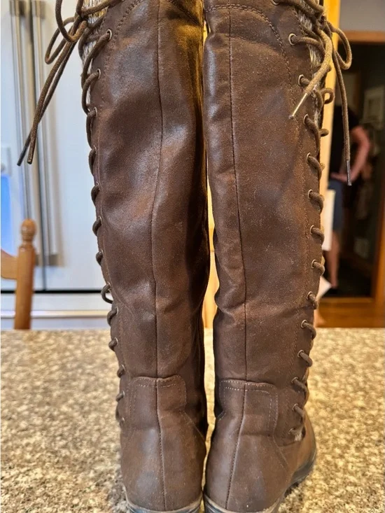 Kohl's Brown Lace-Up Knee-High Women's Boots - Picture 4 of 6